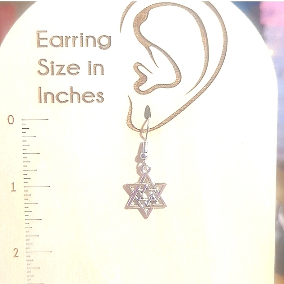 Star of David Dangle Earrings Gold over Stainless Steel Double Hexagram NEW - Picture 4 of 8